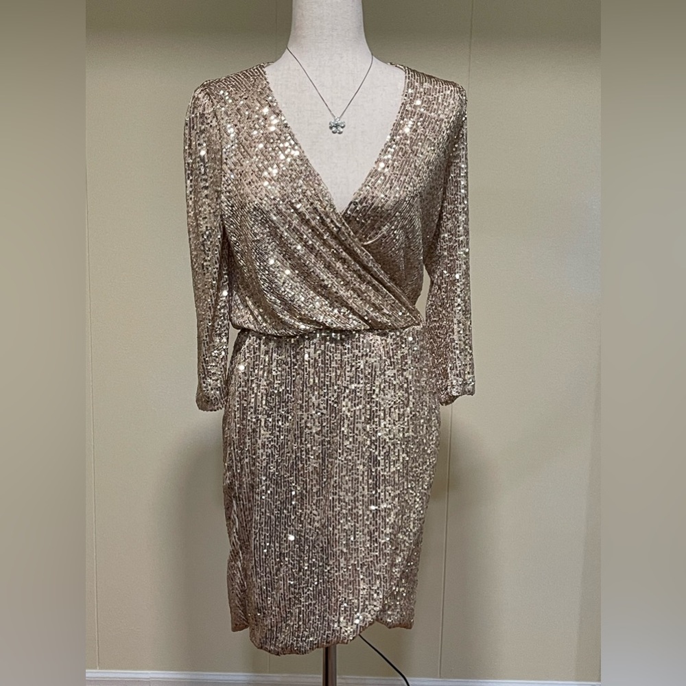 Gibson Sequin Mini Dress Champagne Size S